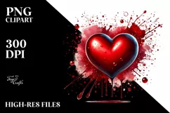 Red Glossy Heart, Digital Painting PNG Product Image 2