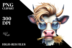 Graceful Cow with Hay Straw PNG Product Image 2