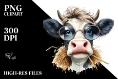 Graceful Cow with Hay Straw PNG Product Image 2