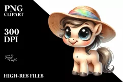 Funny Baby Poney Standing Sun Hat Clipart Product Image 1