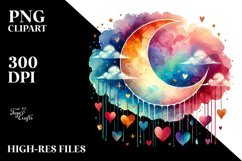 Washed Half Moon Hearts PNG Product Image 2