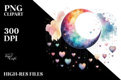 Washed Half Moon Hearts PNG Product Image 2