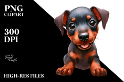 Cute Baby Doberman Pinscher, White Background Product Image 2