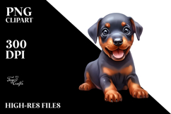 Cute Baby Doberman Pinscher, White Background Product Image 2