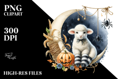 Watercolor Lamb in Halloween Style PNG Product Image 2