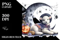 Watercolor Lamb in Halloween Style PNG Product Image 2