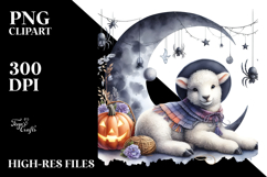 Watercolor Lamb in Halloween Style PNG Product Image 2