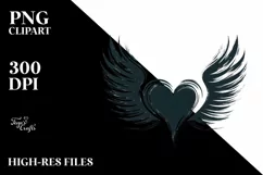 Simple Heart with Wings PNG Product Image 2