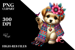 Cute Boho Puppy Holding Heart PNG Product Image 2