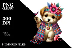 Colorful Boho Baby Puppy, PNG Product Image 2