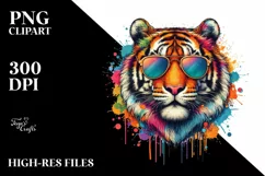 Colorful Tiger Sunglasses Paint-Like Colors Fun Product Image 1