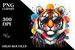 Colorful Tiger Sunglasses Paint-Like Colors Fun Product Image 1