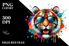Colorful Tiger Sunglasses Paint-Like Colors Fun Product Image 1