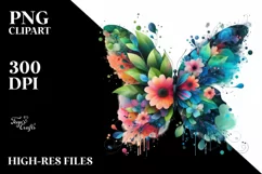 Abstract Watercolor Butterfly PNG Product Image 3