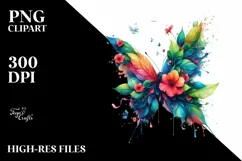 Abstract Watercolor Butterfly PNG Product Image 1
