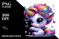 Cute Baby Unicorn Playing PNG Product Image 2