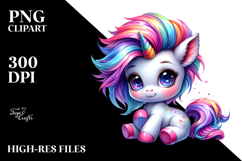 Cute Baby Unicorn Playing with Cool Haircut PNG Product Image 2