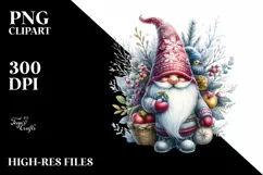 Detailed Winter Gnome Watercolor PNG Product Image 3