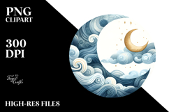 Smiling Whimsical Half Moon, Transparent PNG Product Image 2