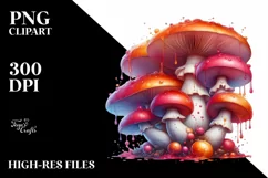 Detailed Glossy Mushroom Watercolor Splash PNG Product Image 3