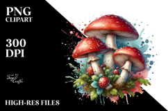 Detailed Glossy Mushroom Watercolor Splash PNG Product Image 2