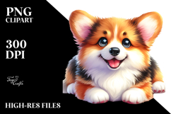 Cute Cartoon Pembroke Welsh Corgi Watercolor PNG Product Image 2