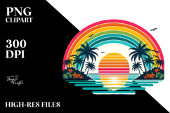 Retro Tropical Rainbow Sunset PNG Product Image 2