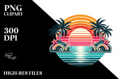 Retro Tropical Rainbow Sunset, PNG Product Image 2