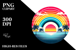 Retro Tropical Rainbow Sunset, PNG Product Image 2