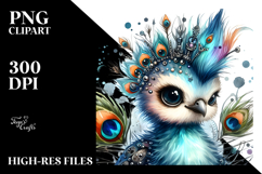 Energetic Baby Peacock PNG Product Image 2