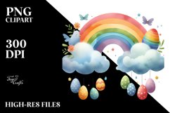 Simple Washed Watercolor Clouds with Easter Eggs Product Image 2