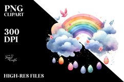 Simple Watercolor Digital Painting with Easter Eggs, Product Image 2