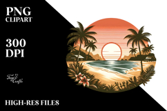 Vintage Tropical Beach Sunset Clipart Product Image 2