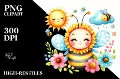 Colorful Smiling Cute Baby Bee | Sublimation | Clipart Product Image 1