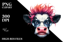 Funny Cow with Cool Hair PNG Product Image 2