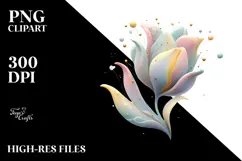 Abstract Pastel Glossy Tulip, PNG Product Image 2