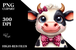 Happy Cow with Bow and Tie PNG Product Image 2