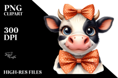 Happy Cow with Bow and Tie PNG Product Image 2