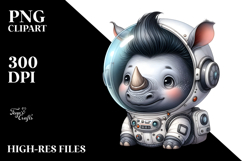 Energetic Baby Rhino with Astronaut Helmet, High-Res PNG Product Image 2