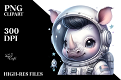 Energetic Rhino with Astronaut Helmet, High-Res PNG Product Image 2