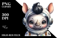Energetic Rhino with Astronaut Helmet, High-Res PNG Product Image 2