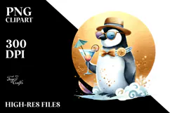 Penguin in Beachwear with Cocktail PNG Product Image 2