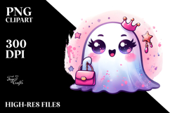 Funny Cute Ghost with Glam Accessories PNG Product Image 2