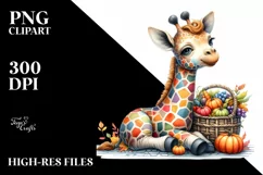 Baby Giraffe Autumn Vegetables | Sublimation | Clipart Product Image 3