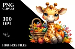Baby Giraffe Autumn Vegetables | Sublimation | Clipart Product Image 1