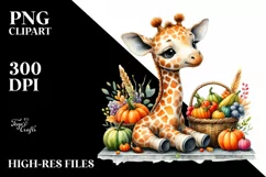 Baby Giraffe Autumn Vegetables | Sublimation | Clipart Product Image 1