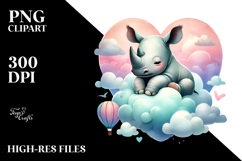 Baby Rhino Sitting on Cloud PNG Product Image 2