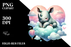 Baby Rhino Sitting on Cloud PNG Product Image 2