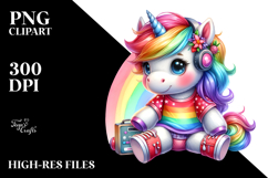 Cute Baby Unicorn Playing, PNG Product Image 2