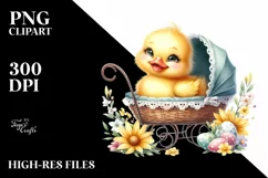 Colorful Watercolor Baby Duck Sitting Cradle | Sublimation | Product Image 3